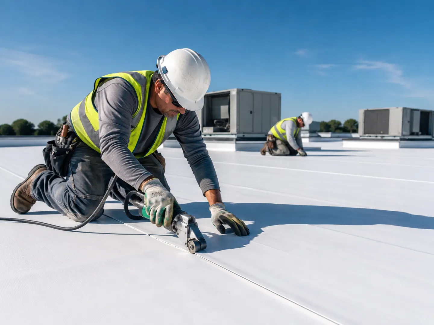 Flat residential roof membrane system